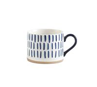 DECRZPB Tasse à café en céramique faite à la main tasse à thé à rayures verticales bleues tasse à café en poterie tasse à lait d'avoine cadeau de mariage pour le bureau et la maison