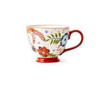 DECRZPB Tasse à café en céramique fleurs rouges tasse à thé à la main poterie tasse à café tasse de jus de lait cadeau d'anniversaire pour le bureau et la maison