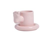 DECRZPB Tasse à café en céramique pieds roses avec soucoupe tasse à thé poterie tasse à café tasse cadeau pour le bureau et la maison