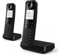 Philips Téléphone Sans Fil D2752B/12 DECT 2 Combinés Interphone Ligne Fixe Identification Numérique Noir