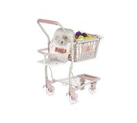 Caddie de Supermarché - DE CUEVAS TOYS - 52179 - Rose et Blanc - 12 fruits jouets - Panier amovible