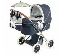 DeCuevas Vieux Chariot Pliant pour Poupées avec Parasol 85044, Bleu Marine
