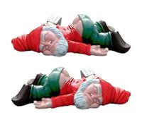 DECUIOCC Lot de 2 statues de jardin nain humoristique et gnome - Décorations d’extérieur idéales pour tous les jardins - Le plaisir de l’art de jardin à travers les sculptures et statues