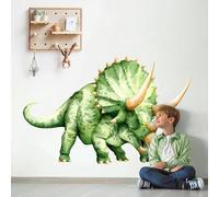 Decvictor Stickers Muraux Enfants Grand Dinosaure Autocollant Mural Triceratops Dino Decoration Chambre Bebe Le Salon Pépinière Mur (W136.5 * H87.5 cm)