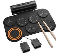 Donner Batterie électronique, 7 pads de batterie électrique Roll Up, haut-parleur intégré silencieux pour enfants/débutants, 40 leçons de batterie incluses (DED-20)