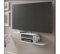 Meuble TV suspendu - AC-Déco - Dedal - Blanc - L 90 cm - Bois - Rectangulaire