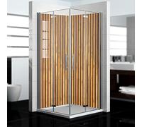 Dedeco 2x Premium Paroi de Douche avec Motif: Bois V6, 80x210cm, résistant à l'eau, revêtement mural sans joint de haute qualité en panneau composite d'aluminium de 3 mm, remplacement de carrelage