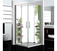 Dedeco - Dos de douche d'angle imperméable motif : Zen V3, 2x 90x200 cm, remplacement de carrelage pour salle de bain, comme paroi décorative, revêtement mural en aluminium