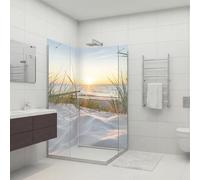 Dedeco Lot de 2 parois de douche de qualité supérieure avec motif : lever de soleil V1, 80 x 200 cm, imperméables, revêtement mural sans joints en panneau composite d'aluminium de 3 mm, remplacement