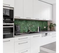 Dedeco Panneau de cuisine Motif marbre V14, plaques en aluminium de 3 mm, protection anti-éclaboussures, mur de cuisine, panneau composite avec vernis UV brillant, toutes les surfaces, 220 x 60 cm