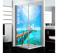 Dedeco Paroi de douche d'angle en aluminium avec motif océan V6, 2 x 90 x 200 cm - Idéal comme mur de salle de bain pour de nombreux bains en aluminium de qualité supérieure - Fabriqué en Allemagne