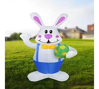 DEDEMCO Lapin gonflable de Pâques de 1,8 m avec œuf de Pâques, lapin gonflable éclairé avec lumières LED intégrées, lapin de Pâques pour intérieur ou extérieur, décoration de jardin