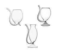 DEDEMCO Lot de 3 gobelets en verre Vampire avec paille tube à boisson, 300 ml, verre à jus transparent, filtre à vampire, verre à vin rouge, tasses à décanter créatives, tasses à décanter ABC
