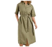 DEDICATED - Women's Shirt Dress Ripa Linen - Robe - L - four leaf clover green