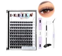 Dedila Grand plateau greffé mixte 10-12-14-16 mm tige large simple faux cils, 120 touffes d'extensions de cils volumisants + 2 en 1 Bond&Seal+ 1 pince à épiler (kit de cils mixtes 10-12-14