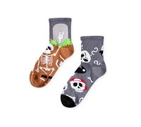 Dedoles Chaussettes Unisexe Homme Femme & Enfants beaucoup designs amusants Football Pompier Grenouille gauche droite différent, couleur: Gris, désign: Squelettes drôles (mi-mollet), taille: 35-38
