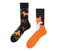 Dedoles Chaussettes Unisexe Homme Femme & Enfants beaucoup designs amusants gauche droite différent, couleur: Noir, motif: Renard et fleurs, taille: 39-42