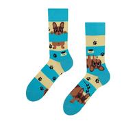 Dedoles Chaussettes Unisexe Homme Femme & Enfants beaucoup designs amusants gauche droite différent, couleur: Bleu, motif: Chiens et rayures, taille: 39-42