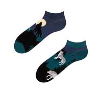 Dedoles Chaussettes Unisexe Homme Femme & Enfants beaucoup designs amusants gauche droite différent, couleur: Bleu, motif: Loup hurlant à la pleine lune (Socquettes), taille: 43-46