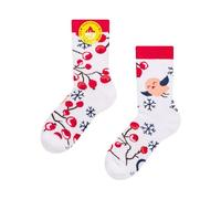 Dedoles Chaussettes Unisexe Homme Femme & Enfants beaucoup designs amusants gauche droite différent, couleur: Blanc, motif: Baies d’hiver (chaudes), taille: 31-34