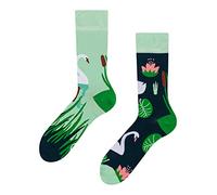 Dedoles Chaussettes Unisexe Homme Femme & Enfants beaucoup designs amusants gauche droite différent, couleur: Vert, motif: Cygne blanc, taille: 35-38
