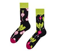 Dedoles Chaussettes Unisexe Homme Femme & Enfants beaucoup designs amusants gauche droite différent, couleur: Noir, motif: Radis heureux, taille: 39-42