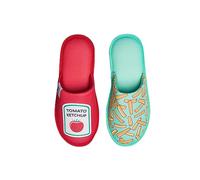 Dedoles Chaussons Homme Femme & Enfants Mousse Mémoire Pantoufles beaucoup designs amusants Licorne Musique Teckel Amour Panda Cadeau, Couleur: Frites et ketchup, 40-41 EU