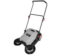 DEDRA Balayeuse manuelle à pousser 3 brosses, largeur de balayage 65 cm, bac collecteur 18 L, balayeuse mécanique pour terrasse, allée, garage, cour, trottoir, entrepôt et parking