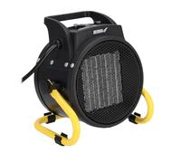 DEDRA Chauffage céramique PTC 2000 W, aérotherme électrique rond noir, chauffage d’appoint soufflant portable avec thermostat réglable pour maison, bureau, garage ou atelier