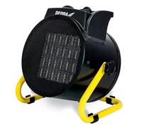 DEDRA Chauffage céramique PTC 5000 W 400 V triphasé, aérotherme électrique rond noir, radiateur soufflant industriel pour atelier, garage, entrepôt et chantier