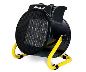 DEDRA Chauffage céramique PTC 5000 W 400 V triphasé, aérotherme électrique rond noir, radiateur soufflant industriel pour atelier, garage, entrepôt et chantier