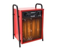 DEDRA Chauffe-air électrique 9 kW 400 V Carré Rouge Utile dans des espaces fermés Thermostat Trois modes de fonctionnement Réglage de la température Boîtier métallique