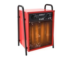 DEDRA Chauffe-air électrique 9 kW 400 V Carré Rouge Utile dans des espaces fermés Thermostat Trois modes de fonctionnement Réglage de la température Boîtier métallique
