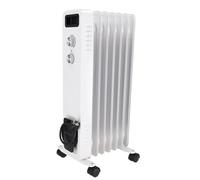 DEDRA DESCON DA-J1501 Radiateur à huile 1500 W, 7 nervures, contrôle de la température, thermostat, trois niveaux de chauffage, roulettes de transport, compartiment de rangement pour câbles