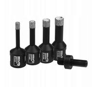 DEDRA Kit couronne diamant VB 4 pièces : 6,8,10,12 mm, adaptateur HEX, utilisation polyvalente, utilisation universelle, perçage à sec et humide possible, convient pour meuleuse d'angle
