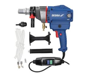 DEDRA Perceuse à carotteuse Diamètre max. 130 mm Épaisseur 1700 W Poids 4,8 kg 0-1990 tr/min Protection IP20 Poignée souple Vitesse réglable en continu Interrupteur PRCD Fixation couronne 1 ¼ pouce