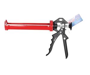 DEDRA Pistolet extrudeur à cartouche 330 ml, modèle à cadre avec tube rotatif, pour silicone, colle, mastic et produits d’étanchéité, avec blocage du piston, tige chromée et gâchette en aluminium