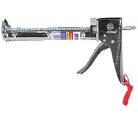 DEDRA Pistolet extrudeur renforcé pour cartouches jusqu’à 330 ml, pour silicone, mastic, colle et produits d’étanchéité, avec blocage du piston, pistolet manuel pour travaux de finition et rénovation