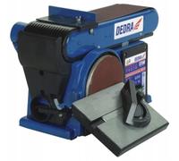 DEDRA Ponceuse combinée à bande et à disque 375 W, disque 150 mm, bande 915 x 100 mm, table inclinable jusqu’à 45°, avec raccord d’aspiration, pour bois et matériaux dérivés