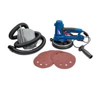 DEDRA Ponceuse manuelle pour cloisons sèches avec lumière LED 750 W, 1500-2700 tr/min, 180 mm, disque abrasif, pour le traitement du plâtre, avec aspiration de la poussière, poids 3,1 kg, câble long 4