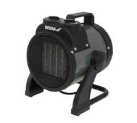 DEDRA Radiateur soufflant électrique PTC 3,0 kW rond noir DED9931C2 avec élément chauffant en céramique, pour pièces bien isolées, thermostat, protection contre la surchauffe, trois phases