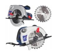 DEDRA Scie circulaire portative 1500 W, lame 185 x 20 mm, profondeur de coupe max. 66 mm, coupe 0-45°, 5500 tr/min, avec raccord pour aspirateur et semelle acier.