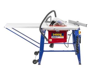 DEDRA Scie sur table triphasée 3400 W, 400 V, lame 315 x 30 mm, hauteur de coupe 82 mm, table 800 x 550 mm + extensions, inclinaison 0-45°, scie circulaire stationnaire pour bois