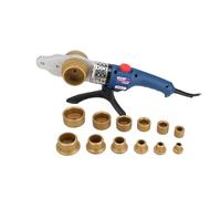 DEDRA Soudeuse pour tubes et raccords plastiques 1500 W, 16-63 mm, jusqu’à 300°C, pour PE PP PB, avec 7 matrices chauffantes, ciseaux coupe-tube, support et mallette métallique