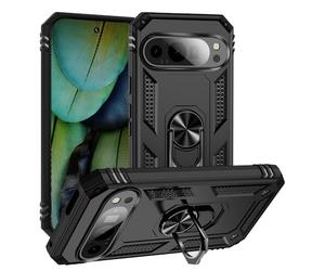 Dedux Coque Compatible avec Google Pixel 9 [Tough Armor Series] Robuste Anti-Scratch PC arrière Panneau + Pare-Chocs TPU étanche aux Chocs + parenthèse Pliable. Noir