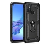 Dedux Coque Compatible avec Oppo A53 / A53s [Tough Armor Series] Robuste Anti-Scratch PC arrière Panneau + Pare-Chocs TPU étanche aux Chocs + parenthèse Pliable. Noir