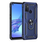 Dedux Coque Compatible avec Oppo A53 / A53s [Tough Armor Series] Robuste Anti-Scratch PC arrière Panneau + Pare-Chocs TPU étanche aux Chocs + parenthèse Pliable. Bleu Marin