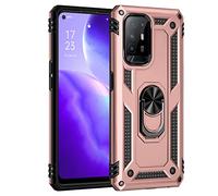 Dedux Coque Compatible avec Oppo A94 5G / A95 5G / Reno5 Z 5G [Tough Armor Series] Robuste Anti-Scratch PC arrière Panneau + Pare-Chocs TPU étanche aux Chocs + parenthèse Pliable. Or Rose