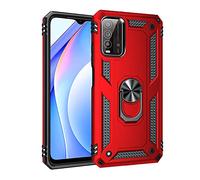 Dedux Coque Compatible avec Xiaomi Redmi 9T [Tough Armor Series] Robuste Anti-Scratch PC arrière Panneau + Pare-Chocs TPU étanche aux Chocs + parenthèse Pliable. Rouge