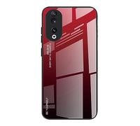 Dedux Coque pour Honor 90, Etui Dégradé de Couleur Verre Trempé Back Coque + Souple Silicone TPU Case Cover Protection Antichoc Housse (Rouge/Noir)